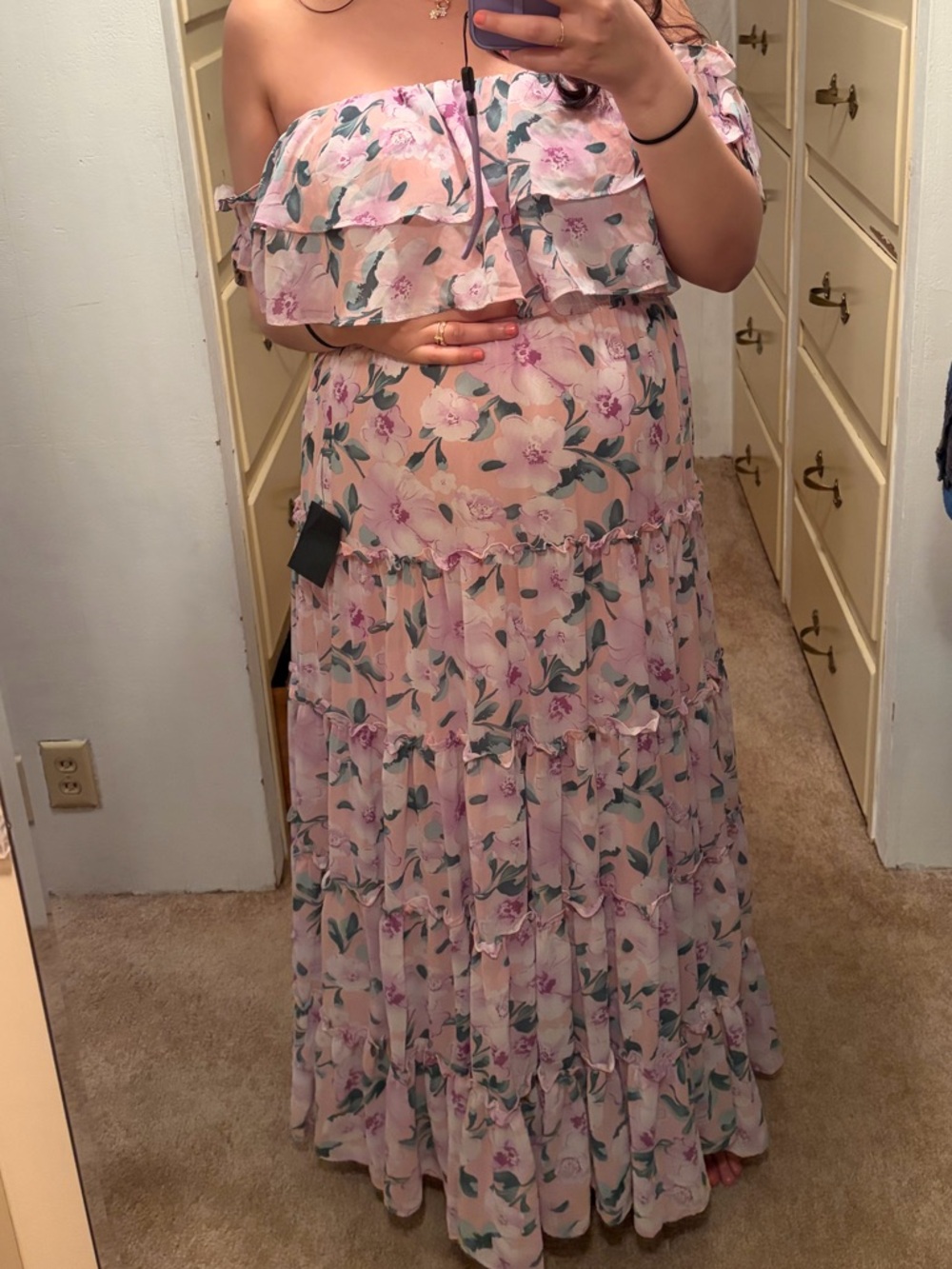 Lulu's Pink Floral Off-Shoulder Maxi Dress - Picture 12 of 12